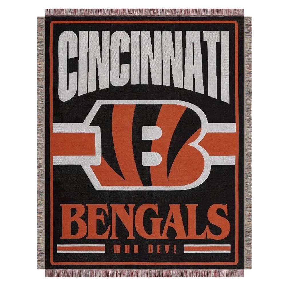 FOCO NFL Team Logo Woven Tapestry - 46" x 60" Cincinnati BENGALS  #WHO DEY! NWT